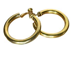 Vintage Napier Hoop Earrings Gold Tone Screw Back Signed Hoop Earrings